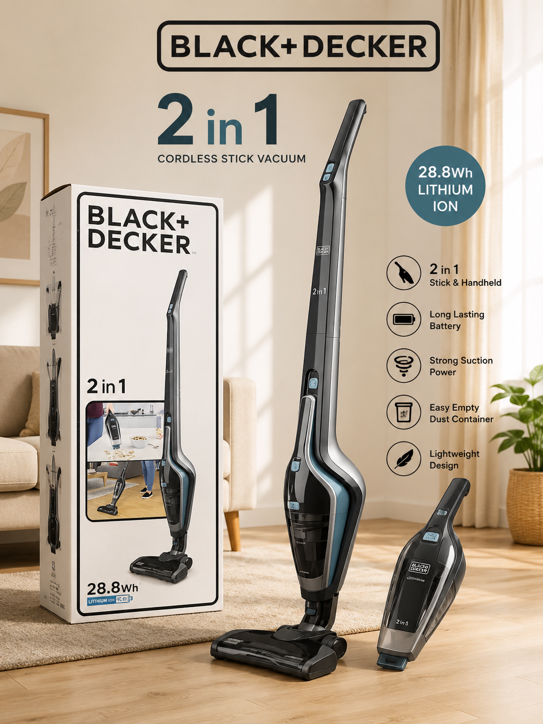 جارو شارژی بلک اندیکرBLACK+DECKER